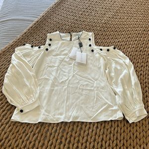 Alexis Blouse, White, Lining, Shoulder Cutouts, Size Small